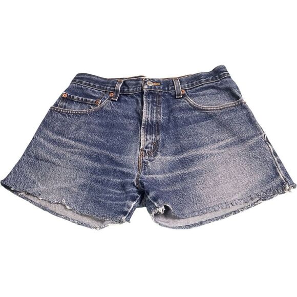 Levi's 517 Vintage Blue Denim Heart Patch Boot Cut Shorts - Picture 2 of 5